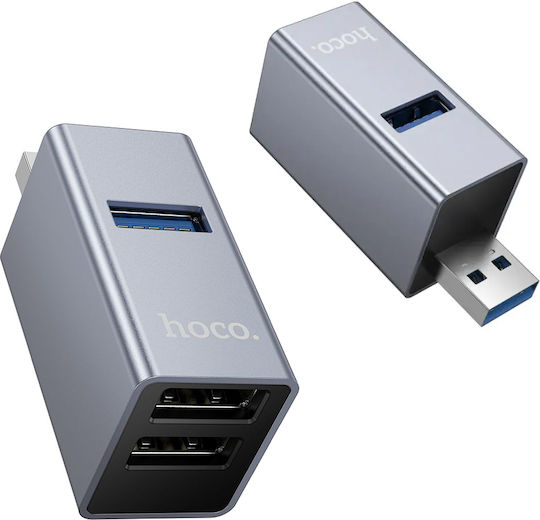 Hoco USB-Hub mit 3 Anschlüssen USB-A Grau