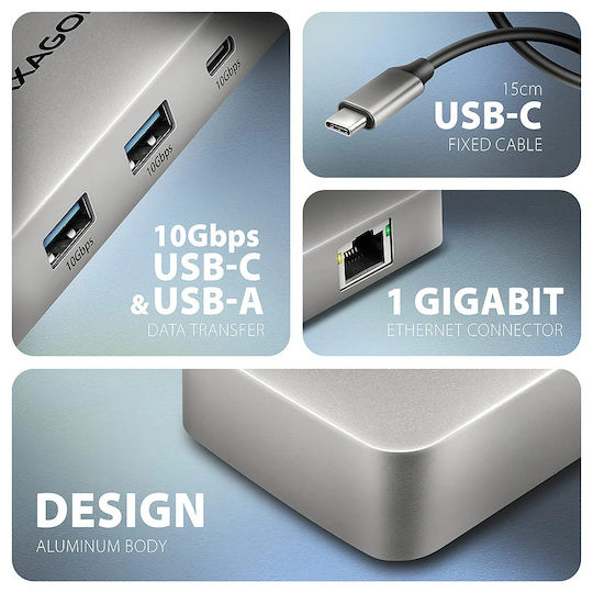 Axagon USB-C Docking Station mit HDMI 4K PD Ethernet Gray (HMC-CUB83X2)