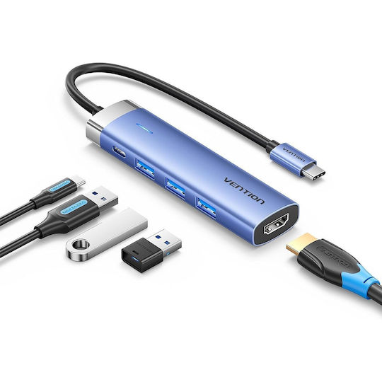 Vention USB-C Docking Station με HDMI 4K PD Μπλε (TGESB)