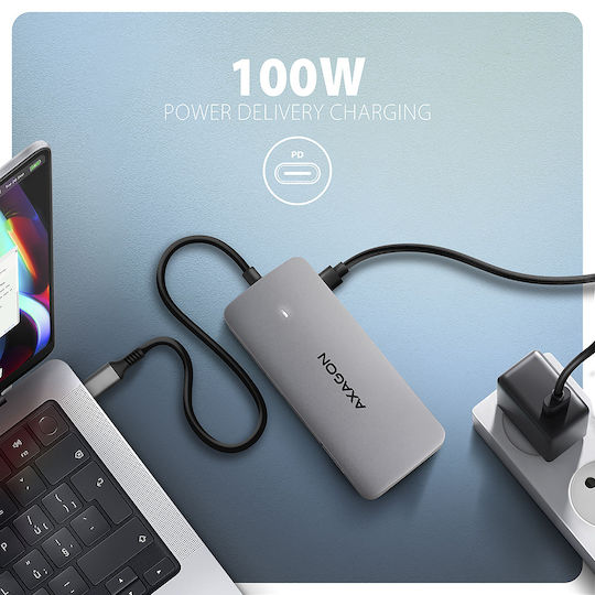 Axagon USB-C Docking Station mit HDMI 4K PD Ethernet Gray (HMC-CUB83X2)