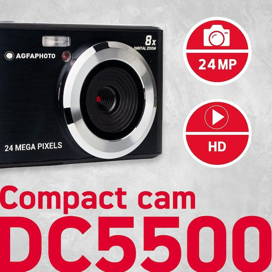 AgfaPhoto DC5500 Compact Φωτογραφική Μηχανή 24MP Μαύρη