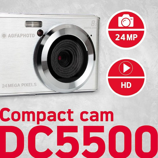 AgfaPhoto DC5500 Compact Φωτογραφική Μηχανή 24MP Ασημί