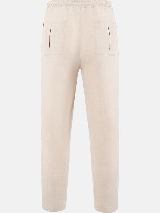 Women's Linen Pantaloons with Rubber Band Khaki