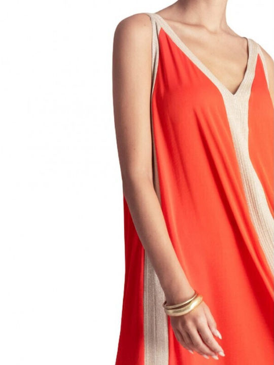Sommer Maxi Abendkleid Satin Wassermelone