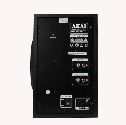 Akai Proffesional Sistem audio 2.1 SS032A-3515 110582-0089 38W cu Media digitale Player și Bluetooth Negru