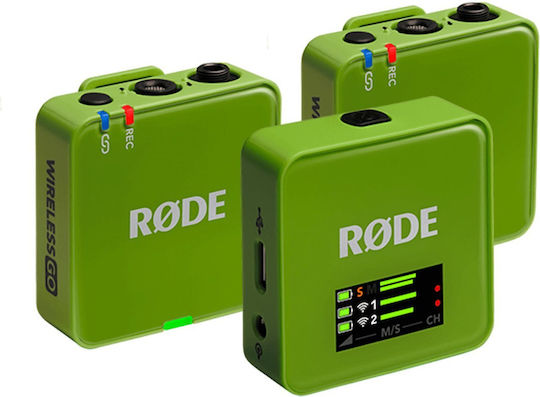 Rode Wireless GO Gen3 Set Wireless Condenser (Small Diaphragm) Microphone Πέτου, Clip On Journalistic in Green Color