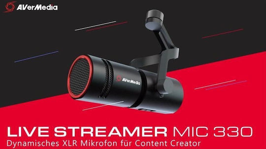 AVerMedia AM330 Δυναμικό Μικρόφωνο XLR Επιτραπέζιο, Shock Mounted