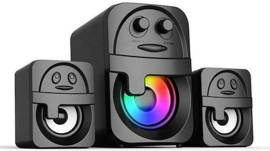 Havit SF112BT Ασύρματα Ηχεία Υπολογιστή 2.1 με Bluetooth και Ισχύ 11W σε Μαύρο Χρώμα