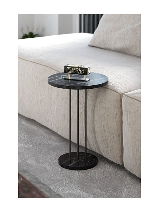 SteweHome Modernes Zigon Kaffeetische Schwarz Metallbasis Marmor Schwarz 34×48cm