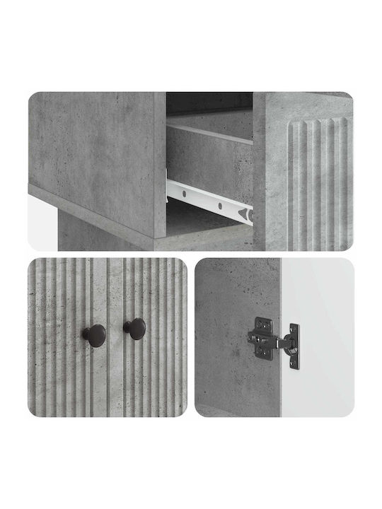 Wooden Sideboard with Drawers Concrete Gray 66x34.5x95cm