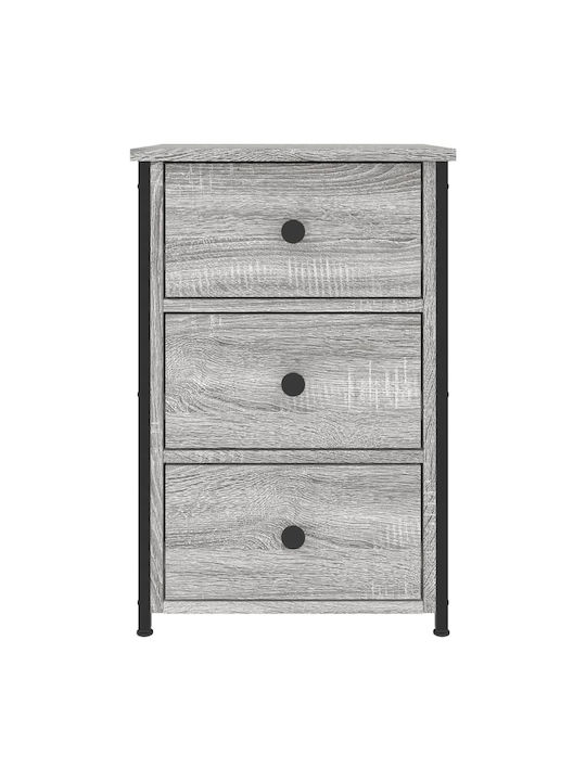 Wooden Bedside Tables with Metal Legs Gray 2 Pieces 40x36x60cm