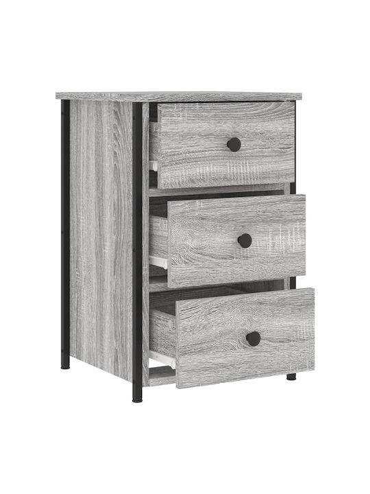 Wooden Bedside Tables with Metal Legs Gray 2 Pieces 40x36x60cm