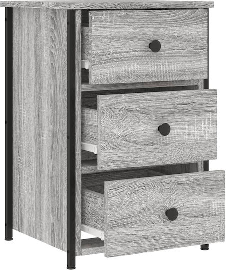 Нощни Шкафчета Дървени с Метални Крака Сиви 2 Бройки 40x36x60см