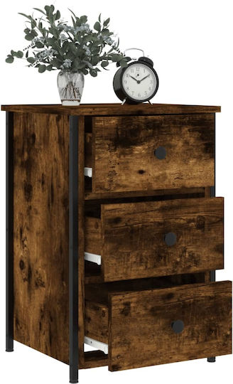 Wooden Bedside Tables With Metal Legs Brown 2 Pieces 40x36x60cm