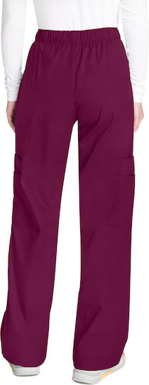 Cherokee Core Stretch Female Medical Pants Burgundy from Cotton and Polyester