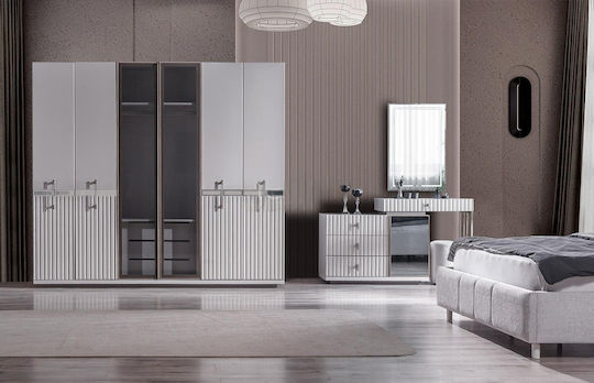Stewehome Спален Комплект Бял Сребрист Лукс 7 Бройки 160x200см