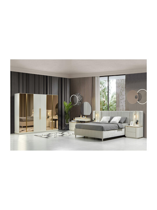 SteweHome Schlafzimmermöbel-Set Weiß Gold Luxus 7 Stück 160x200cm