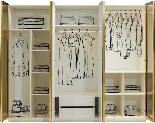 SteweHome Schlafzimmermöbel-Set Weiß Gold Luxus 7 Stück 160x200cm