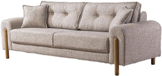 Stewehome Seturi Mobila Living Asya Canapea 3 Locuri & Canapea 3 Locuri & Fotoliu Textură Moale Bej Maro 230x85x85 Cm