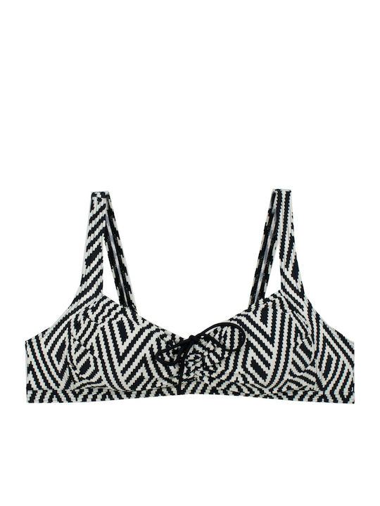 Plus Size Women's Bikini Set Without Underwire Chic Contrast Black-White
