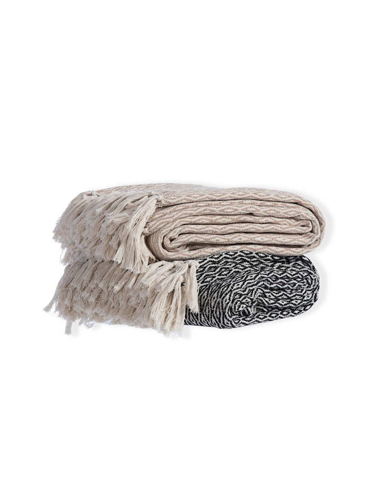 Nef-Nef Homeware Zackren Ριχτάρι Πολυθρόνας Ζακάρ 180x180εκ. Black 034262