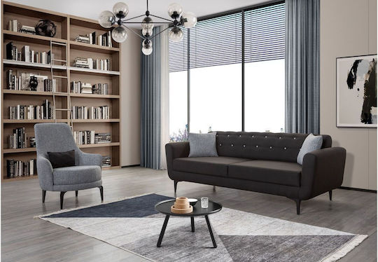 Stewehome Гарнитура За Салон Capella Двухцветен Дизайн 3+3+1-Сив Кафяв 208x93x98 См