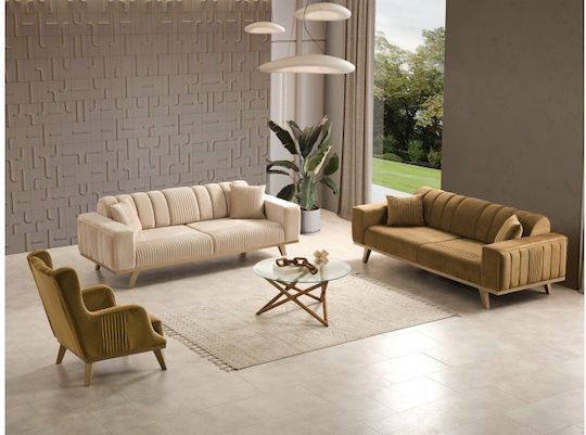 SteweHome 3-Sitzer & 3-Sitzer & Sessel Babyface Stoff Holzbeine Robuster Rahmen 225x95x85cm