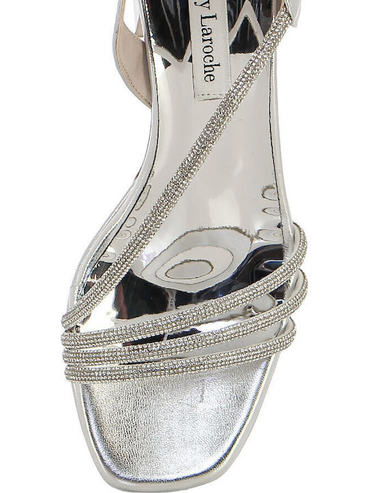 Damen Sandalen Silber Leder