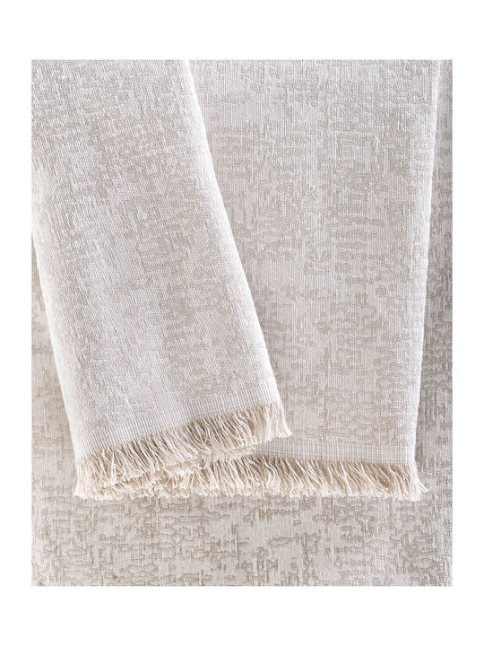 Rythmos Totem Three-Seater Sofa Throw 2 Sides Jacquard 180x280cm Ecru