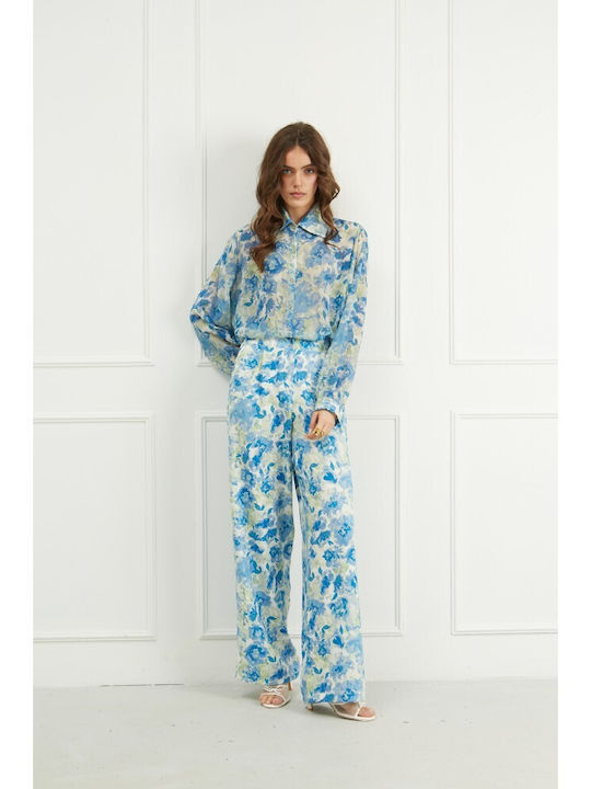 Γυναικεία Πουκαμίσα Μπλε Floral