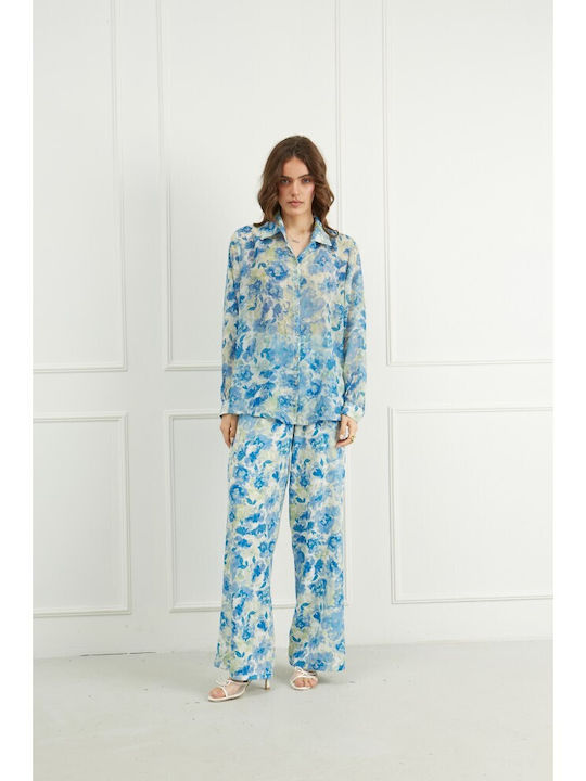 Γυναικεία Πουκαμίσα Μπλε Floral