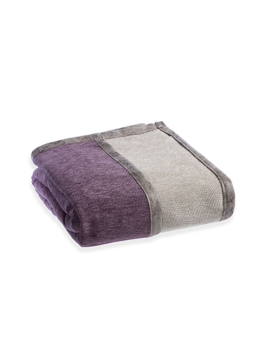 Nef-Nef Homeware New Tanger Zweisitzer-Sofa Überwurf Chenille 180x250cm Lila/Ecru