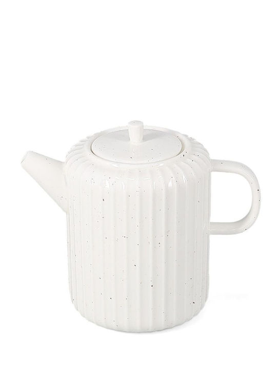 Salt & Pepper Porcelain White Teapot with Mug 540ml