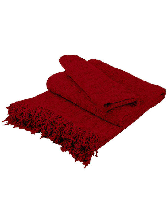 Sunshine Three-Seater Sofa Throw Chenille 180x300cm Red