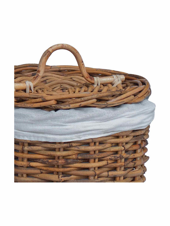 vidaXL Καλάθι Απλύτων Ψάθινο με Καπάκι 60x60x60cm Καφέ vidaXL Καλάθι Απλύτων Ψάθινο με Καπάκι 60x60x60cm Καφέ