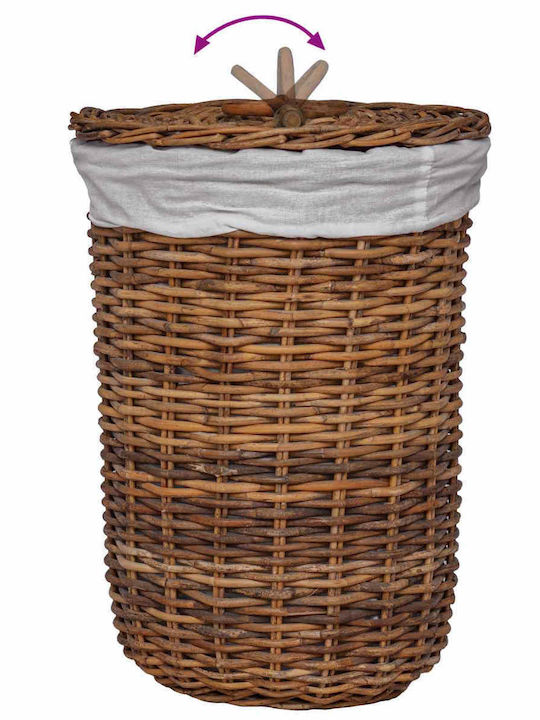 vidaXL Wäschekorb Korbweide mit Deckel 60x60x60cm Braune