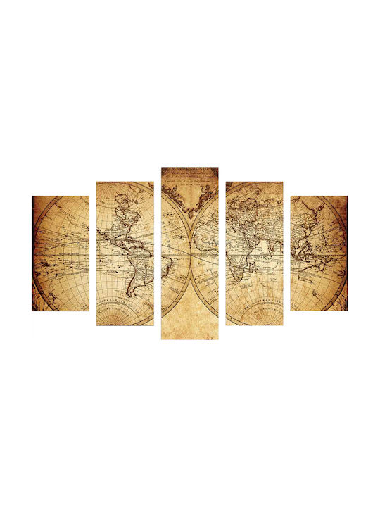 HomeMarkt Vintage World Map Fivefold Painting 100x60cm