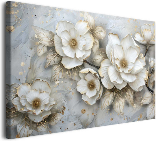 Leinwandgemälde Wohnzimmer Weiße Blumen 3D Raumdekoration 80x120