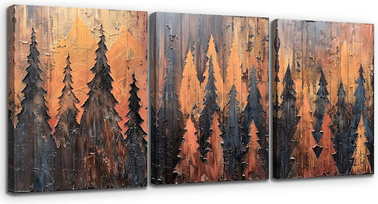Painting Set 3 Pieces 40x58 Cm Living Room Decoration Abstract Golden Forest