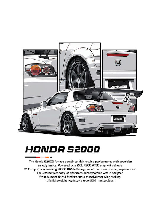 Poster Honda S2000 Cr035 30cm X 40cm Λευκό Ξύλινο Κάδρο