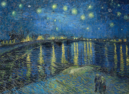 I-gallery Starry Night Over Πίνακας Αντίγραφο του Van Gogh σε Καμβά 120x80cm