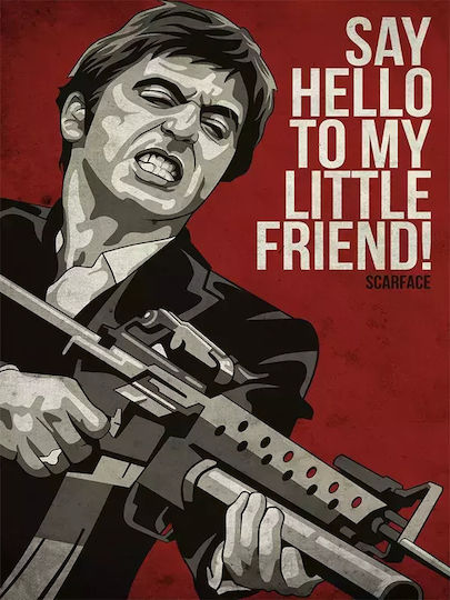 Poster Scarface Mv009 21cm X 30cm Λευκό Κάδρο Pvc 18x24