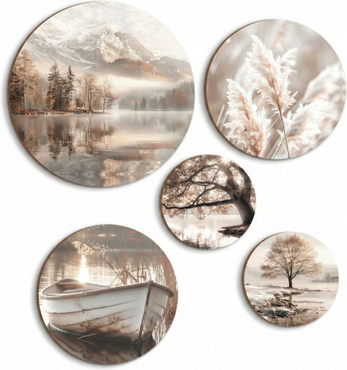 Round Wall Pictures Beige Set Living Room Bedroom Boho Round Wall Pictures Beige Set Living Room Bedroom Boho