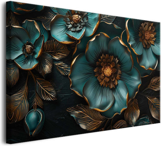 Moderne Leinwandmalerei Wohnzimmer Türkiser Blumenstrauß 3D Blumen 80x120