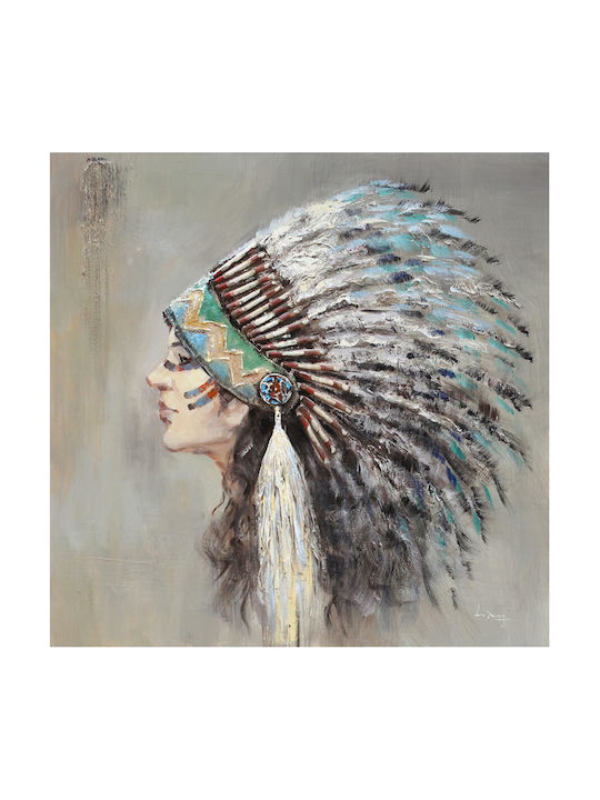 InTheBox Indian Lady Handmade Πίνακας σε Καμβά 90x90cm