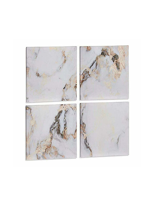 Gift Decor Marble Fourfold Painting on Canvas White 35x35cm