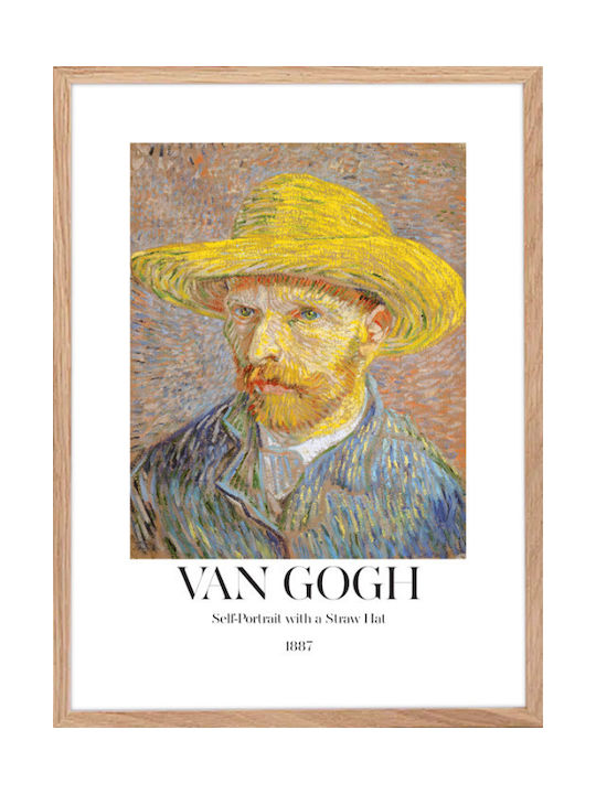 Walls Self Portrait With A Straw Hat Rahmen Kopie von Van Gogh Holz 20x30cm