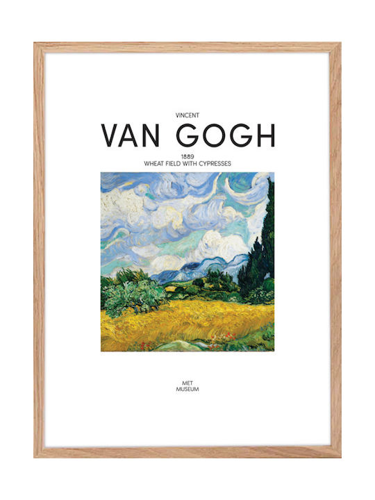 Walls Wheat Fields With Cypresses Rahmen Kopie von Van Gogh Holz 20x30cm