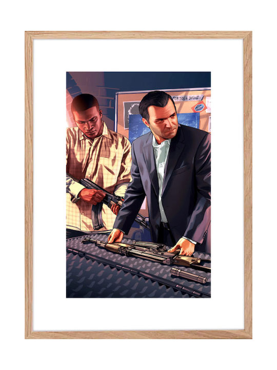 Walls Franklin Clinton And Michael De Santa Frame Wooden natural frame 15x20cm