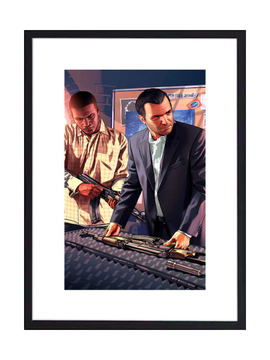 Walls Franklin Clinton And Michael De Santa Frame Wooden black frame 40x50cm